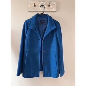 Lands'End Blue/Teal Boiled Wool Blend Women's Peacoat 12T